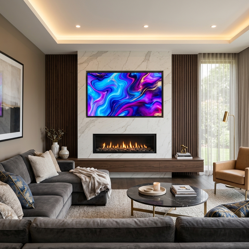 TV above fireplace